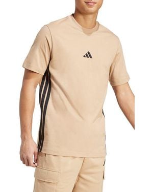 adidas 3-Stripes Cotton T-Shirt - Natural