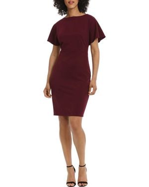 Maggy London Bateau Neck Sheath Dress - Red