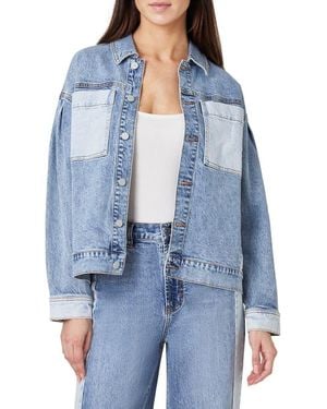 Habitual Colorblock Oversize Denim Trucker Jacket - Blue