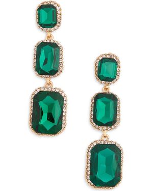 Cara Crystal Link Drop Earrings - Green