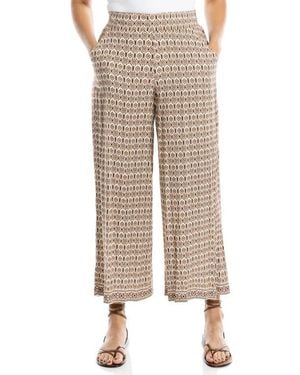 Max Studio Wide Leg Pull-On Crop Pants - Natural