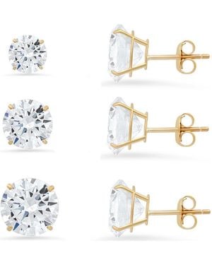 Queen Jewels Set Of 3 Round Cubic Zirconia Stud Earrings - White