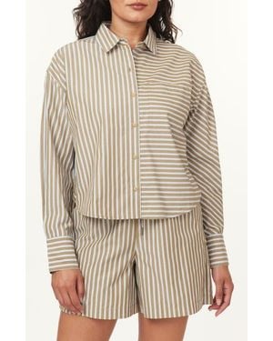 Scotch & Soda Mixed Stripe Crop Button-Up Shirt - Natural