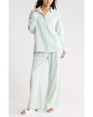 Abound Relaxed Long Sleeve Cotton Gauze Shirt - Multicolor