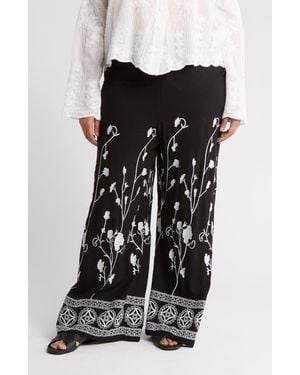 Forgotten Grace Embroidered Wide Leg Pants - Black