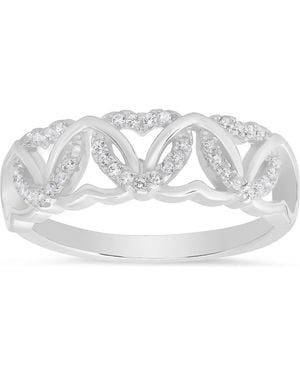 Queen Jewels Sterling Interlock Cubic Zirconia Heart Ring - White