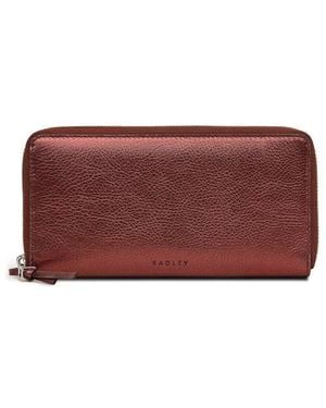 Radley Large Carlton Close Metallic Clutch - Red