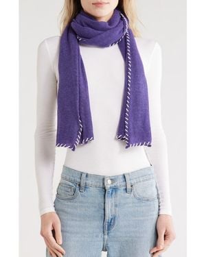 Portolano Whipstitch Trim Scarf - Blue