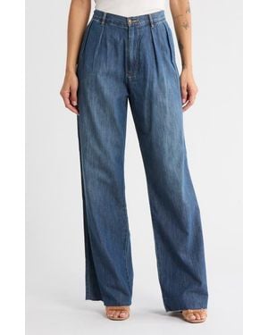 Denimist Blair Double Pleat Wide Leg Jeans - Blue