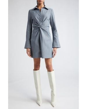 Cinq À Sept Mckenna Twist Front Long Sleeve Denim Minidress - Blue