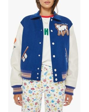 Mother The Team Spirit Wool Blend Varsity Jacket - Blue