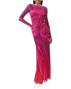 AFRM Talmo Long Sleeve Open Back Mesh Dress - Red