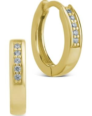 Sterling Forever Desiree Pavé Huggie Hoop Earrings - Yellow