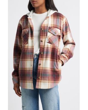 Thread & Supply Hooded Fleece Shacket - Red