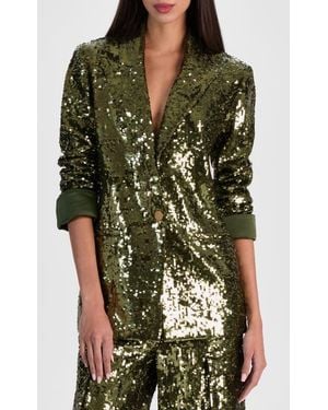 Alice + Olivia Quincy Sequin Blazer - Green