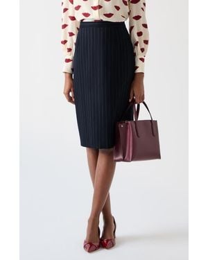 LK Bennett Bella Pin Stripe A-Line Skirt - Blue
