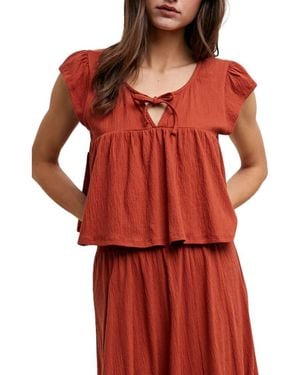 Wishlist Cotton Blend Top And Skirt Set - Red
