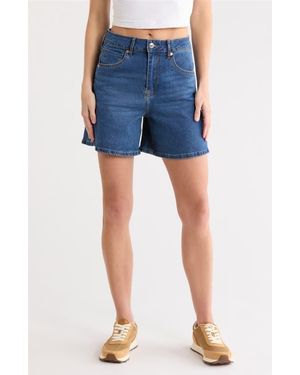 Vigoss Side Slit Denim Shorts - Blue
