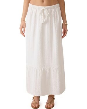 Faherty Dune Organic Cotton Gauze Drawstring Maxi Skirt - White