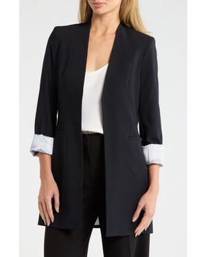 Calvin Klein Open Front Rolled Sleeve Blazer - Black