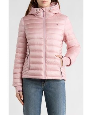 Tommy Hilfiger Zip Hooded Packable Puffer Jacket - Pink