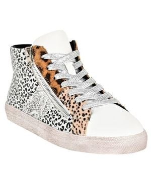 Ninety Union Mia High Top Sneaker With Faux Calf Hair Trim - White