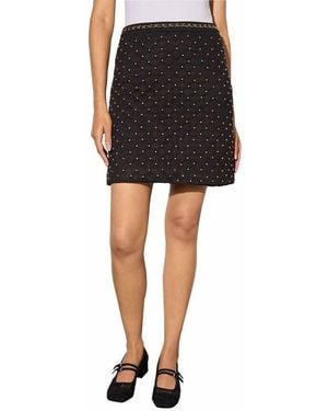 Ming Wang Quilted Stretch Faux Suede Skirt - Black