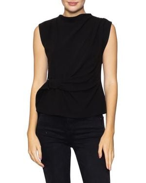 MELLODAY Buckle Front Extended Sleeve Top - Black