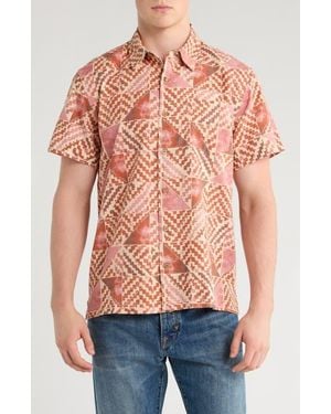 Lucky Brand Playa Short Sleeve Button-Up Shirt - Red