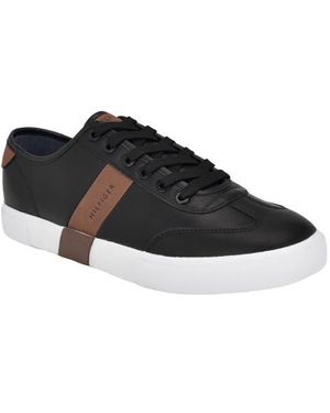 Tommy Hilfiger Pandora Faux Leather Low Top Sneaker - Black