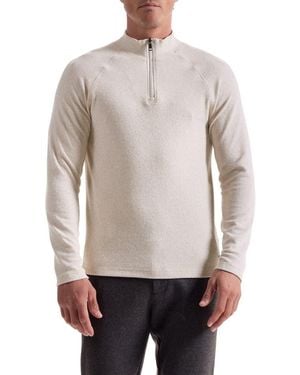 Bugatchi Brushed Cotton Blend Quarter Zip Pullover - Gray