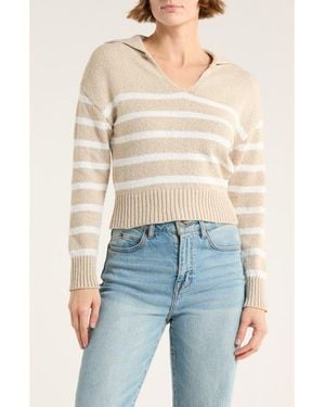 Vigoss V-Neck Striped Sweater - Natural