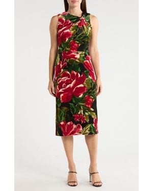 Julia Jordan Asymmetrical Neck Sheath Dress - Red