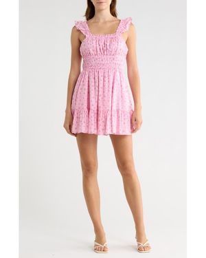 Abound Ruffle Strap Tiered Cotton Minidress - Pink