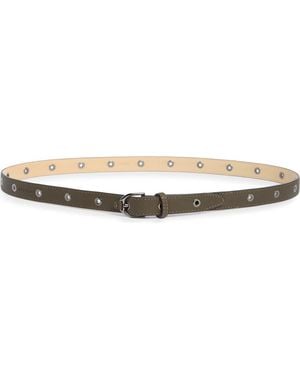 Longchamp Grommet Leather Belt - Brown