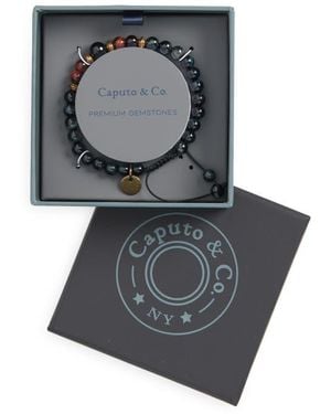Caputo & Co. Mantra Semiprecious Stone Bracelet - Gray