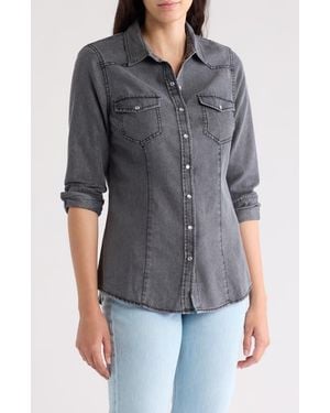 DR2 by Daniel Rainn Western Long Sleeve Denim Shirt - Gray