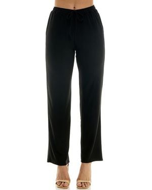 Nina Leonard Drawstring Pocket Straight Leg Pants - Black