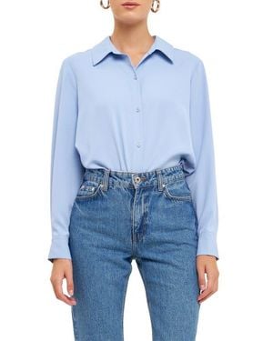 Endless Rose Classic Button-Up Shirt - Blue