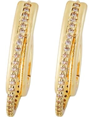 Panacea Crystal Triple Row Hoop Earrings - Metallic