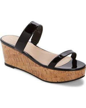 Stuart Weitzman Boardwalk Flat Wedge Slide Sandal - Black