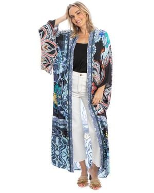 Saachi Paisley Longline Ruana - Blue