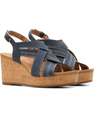 Clarks Sabina Wedge Slingback Sandal - Blue