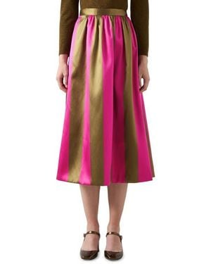 LK Bennett Olsen Striped A-Line Midi Skirt - Pink