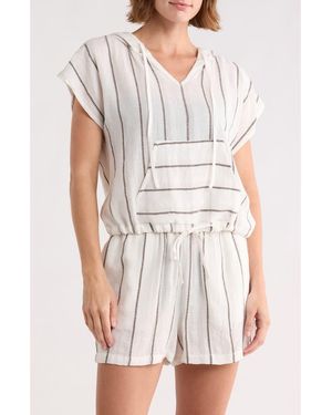 Elan Kanga Stripe Cover-Up Hoodie - White