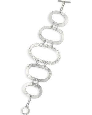 Karine Sultan Hammered Oval Link Toggle Bracelet - White