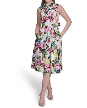 Calvin Klein Sleeveless Cotton Shirtdress - Multicolor