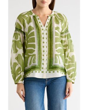 DR2 by Daniel Rainn Long Sleeve Cotton Top - Green