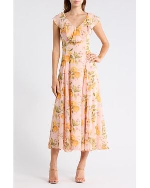 Wayf Godet Midi Dress - Metallic