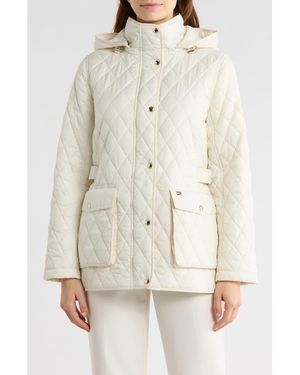 Tommy Hilfiger Hooded Diamond Quilted Jacket - Natural